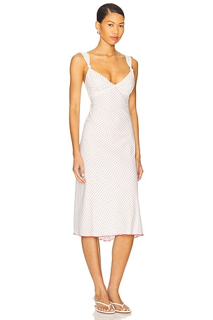 Frankies Bikinis Gem Crepe Midi Dress in White,Red