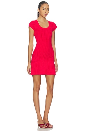 Frankies Bikinis Eliza Cloud Knit Mini Dress in Red