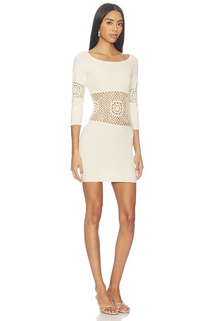 Frankies Bikinis Festival Cloud Knit Mini Dress in White