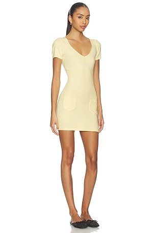 Frankies Bikinis Daphne Cloud Knit Mini Dress in Yellow
