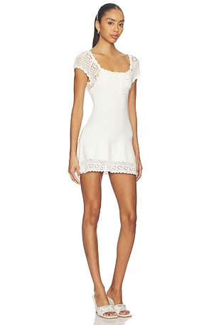 Frankies Bikinis Lover Cloud Knit Mini Dress in White