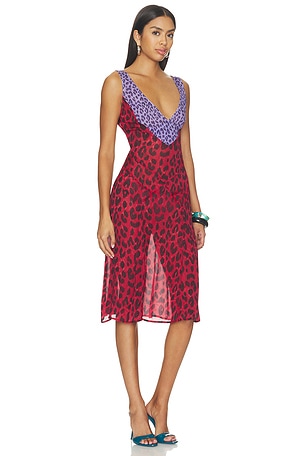 Frankies Bikenis ROBE MIDI EN SOIE STEVIE en Rouge
