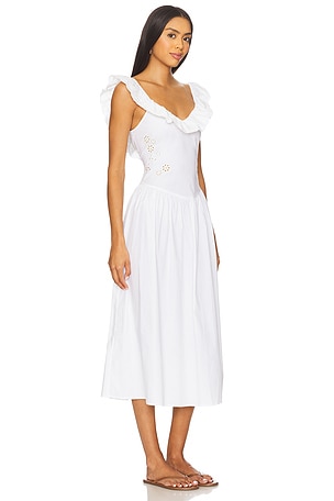 Frankies Bikinis Georgia Poplin Midi Dress in White