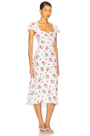 Frankies Bikinis Delicate Crepe Midi Dress in White