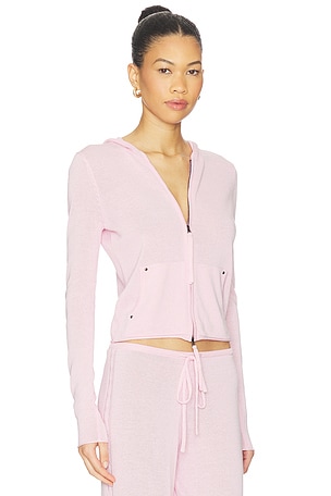 Frankies Bikinis Atlas Knit Hoodie in Pink