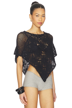 Frankies Bikinis Sophie Crochet Poncho in Black