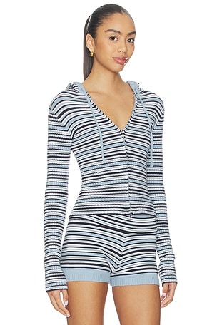 Frankies Bikinis Heritage Cloud Knit Hoodie in Baby Blue