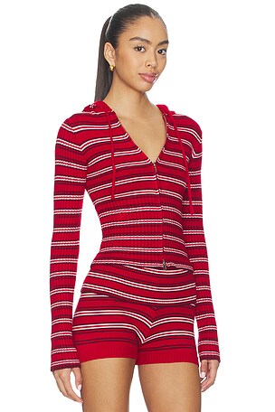 Frankies Bikinis Heritage Cloud Knit Hoodie in Red