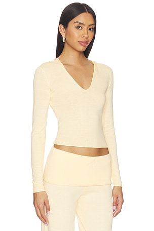 Frankies Bikinis Sloane Knit Hoodie in Yellow