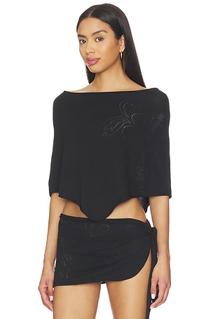 Frankies Bikinis Scout Knit Poncho in Black
