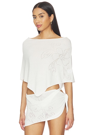 Frankies Bikinis Scout Knit Poncho in White