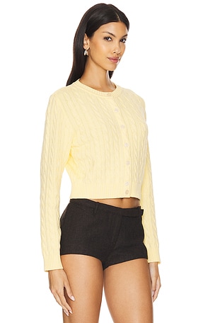 Frankies Bikinis Dudley Cable Knit Cardigan in Lemon