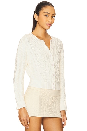 Frankies Bikinis Marley Cable Knit Cardigan in Cream