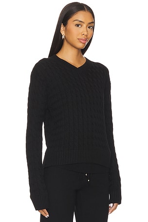 Frankies Bikinis Prince Cable Knit Sweater in Black