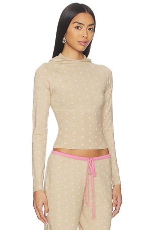 Frankies Bikinis Hazel Cloud Knit Hoodie in Beige