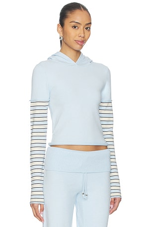 Frankies Bikinis Marina Cloud Knit Hoodie in Baby Blue