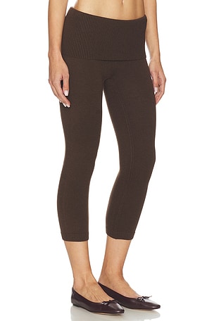 Frankies Bikinis Milo Cloud Knit Capri Pant in Chocolate