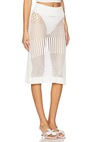 Frankies Bikinis Orchard Crochet Midi Skirt in White