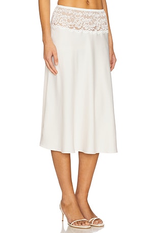 Frankies Bikinis Harper Satin Midi Skirt in Cream