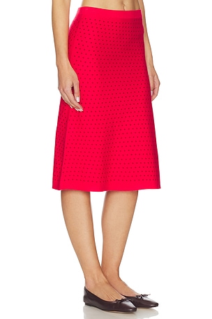 Frankies Bikinis Magnolia Cloud Knit Midi Skirt in Red
