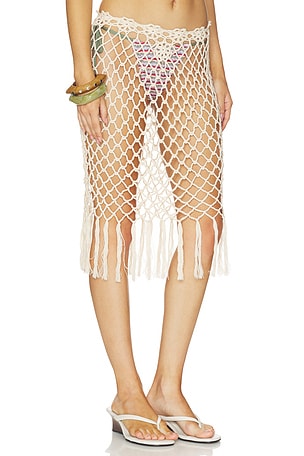 Frankies Bikenis JUPE STAR CROCHET MIDI en Crème
