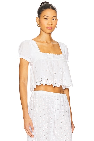 Frankies Bikinis Princess Gauze Blouse in Daisy Eyelet in White