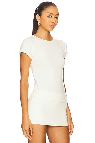 Frankies Bikinis Baylee Cloud Knit Tee in Soft Vanilla in Ivory