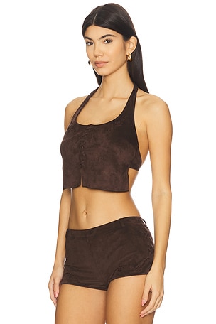 Frankies Bikinis Delilah Tank Top in Brown. Size XS. Also
