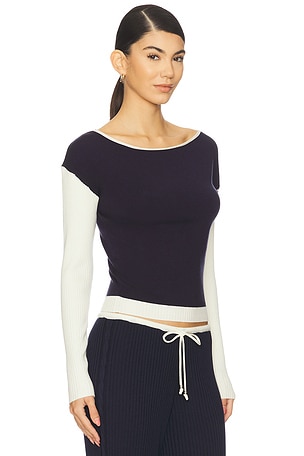 Frankies Bikinis Vail Cloud Knit Shirt in Navy. Size XS. Also