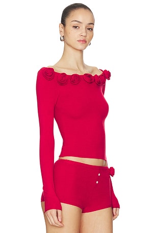 Frankies Bikinis Rose Long Sleeve Shirt in Red