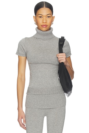 Jasmine Cloud Knit Short Sleeve Turtleneck Top Frankies Bikinis