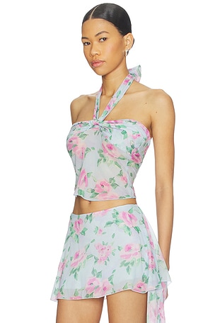 Frankies Bikinis Maribel Chiffon Halter Top in Baby Blue