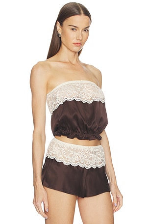 Frankies Bikinis Rosie Silk Sleeveless Blouse in Chocolate