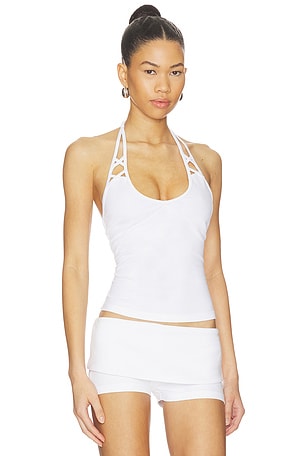 Frankies Bikinis X JENNIE Nora Cotton Jersey Halter Top in White
