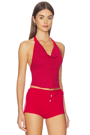 Frankies Bikinis X JENNIE Briar Cloud Knit Halter Top in Red