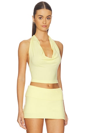 Frankies Bikinis X JENNIE Briar Cloud Knit Halter Top in Yellow