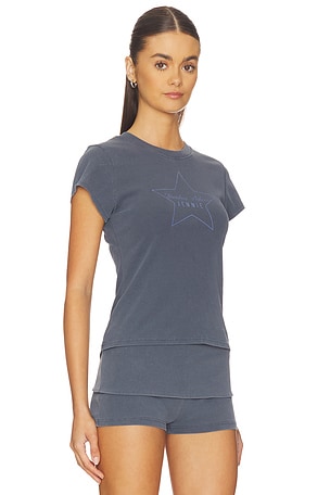 Frankies Bikinis X JENNIE Eva Cotton Ribbed Tee Shirt in Grey