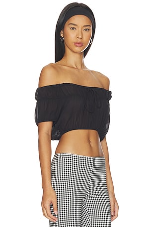 Frankies Bikinis Paulina Chiffon Blouse in Black