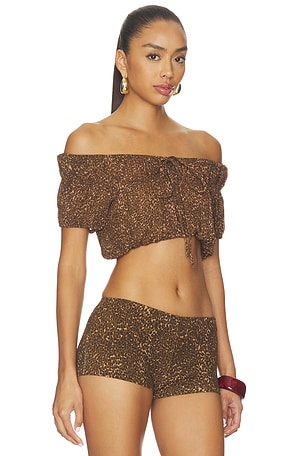 Frankies Bikinis Paulina Chiffon Blouse in Brown