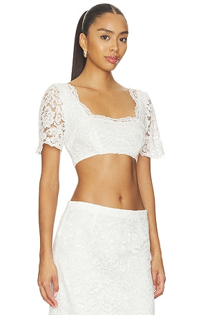 Frankies Bikinis X Paige Lorenze Honeymoon Lace Blouse in White