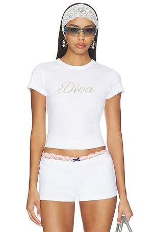 X Devon Lee Carlson Diva Cotton Ribbed Tee Shirt Frankies Bikinis