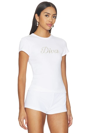 Frankies Bikenis T-SHIRT EN COTON CÔTELÉ DIVA en Blanc
