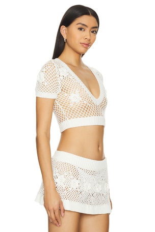 Frankies Bikinis Adaline Crochet Top in White