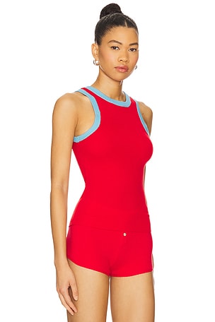 Frankies Bikinis Cuddle Ribbed Knit Tank in Red