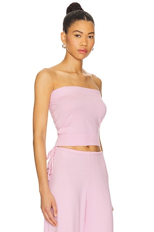 Frankies Bikinis Destiny Knit Strapless Shirt in Blush