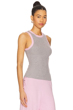 Frankies Bikinis Cuddle Ribbed Knit Tank in Grey