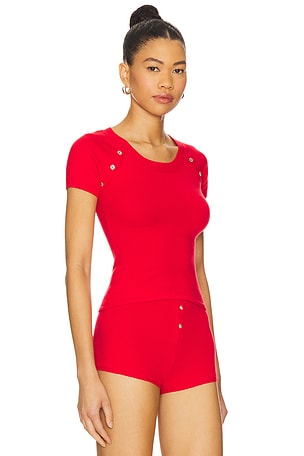 Frankies Bikinis Callum Cloud Knit Shirt in Red