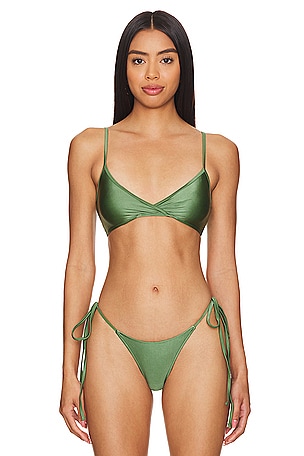 YEVRAH SWIM Capri Basic Bikini Top in Green