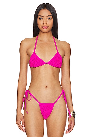 KYA Newport Reversible Bikini Top in Rouge & Hot Pink