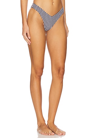 Frankies Bikinis Enzo Seersucker Gingham Bottom in Black